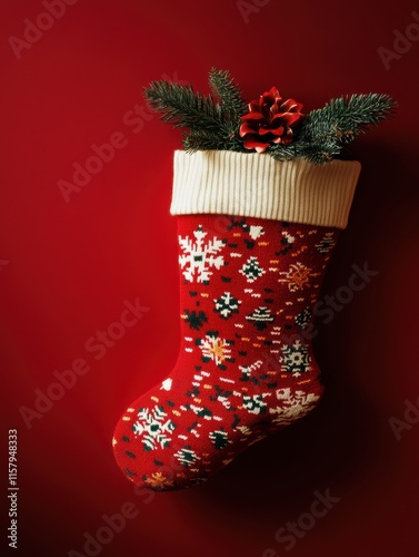 Festive christmas stocking decoration cozy home holiday decor warm atmosphere close-up celebration spirit photo