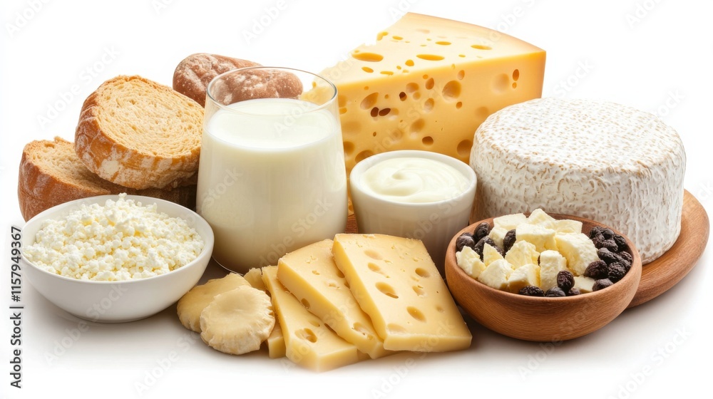 Fresh Dairy Products on a White Background Fresh Dairy Products on a White Background