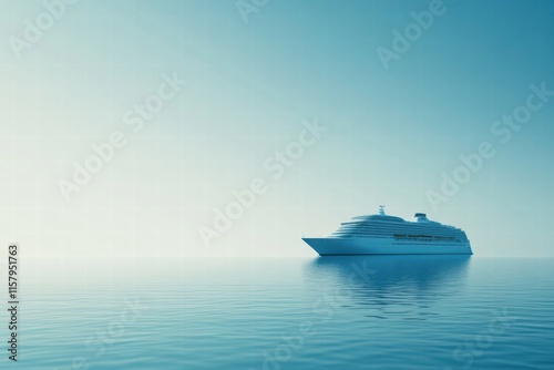 Luxury cruise ship sailing on calm waters with ample space for text and design elements. Generative AI photo