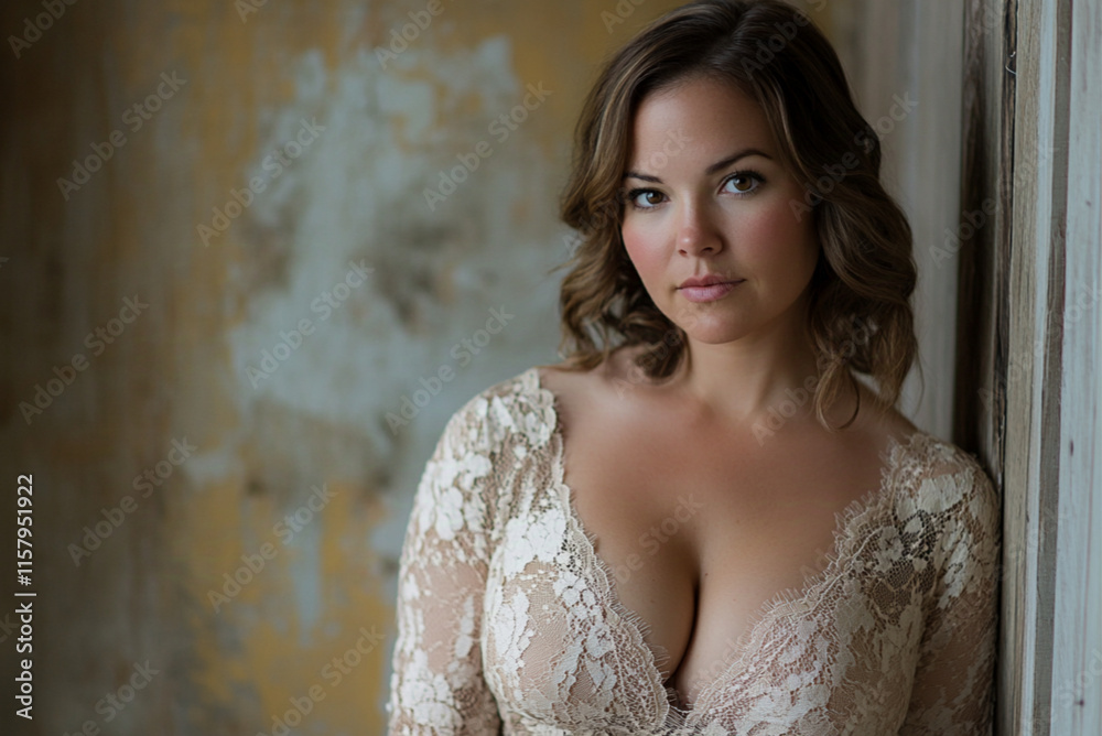 A typical woman wearing a lace dress. A typical woman wearing a lace dress.