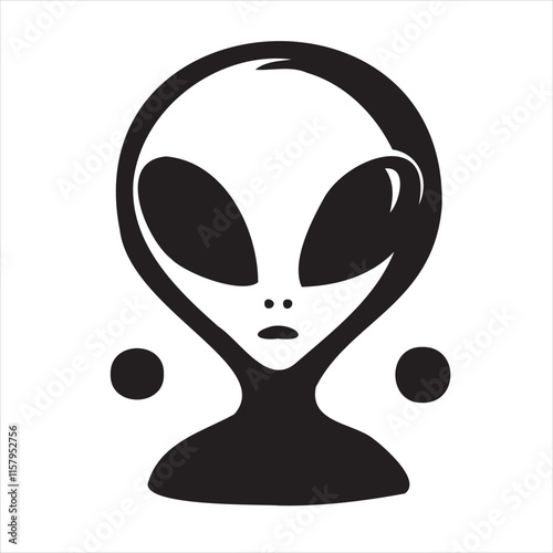 A playful alien icon with a modern and minimalistic design, featuring a unique extraterrestrial face. Perfect for sci-fi themes, gaming, technology projects, and creative branding.