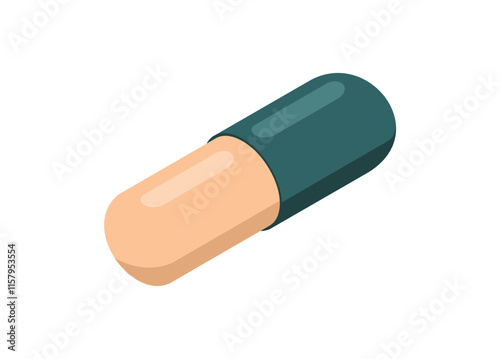 Capsule in isometric view. Simple flat illustration.