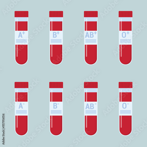 Blood group vector icons with blood type sign