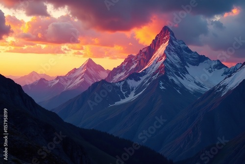 Mountain peaks at sunset near Cerro de la Virgen, sunset, clouds, peaks photo