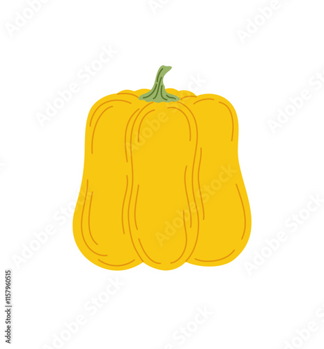 Bell pepper fresh vegetable hand drawn simple doodle illustration, healthy life style organic diet, food concept, whole paprika plant flat style image for menu, recipe design