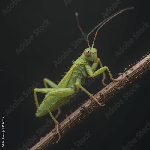 Grasshopper locust on a dark background - animal generation-