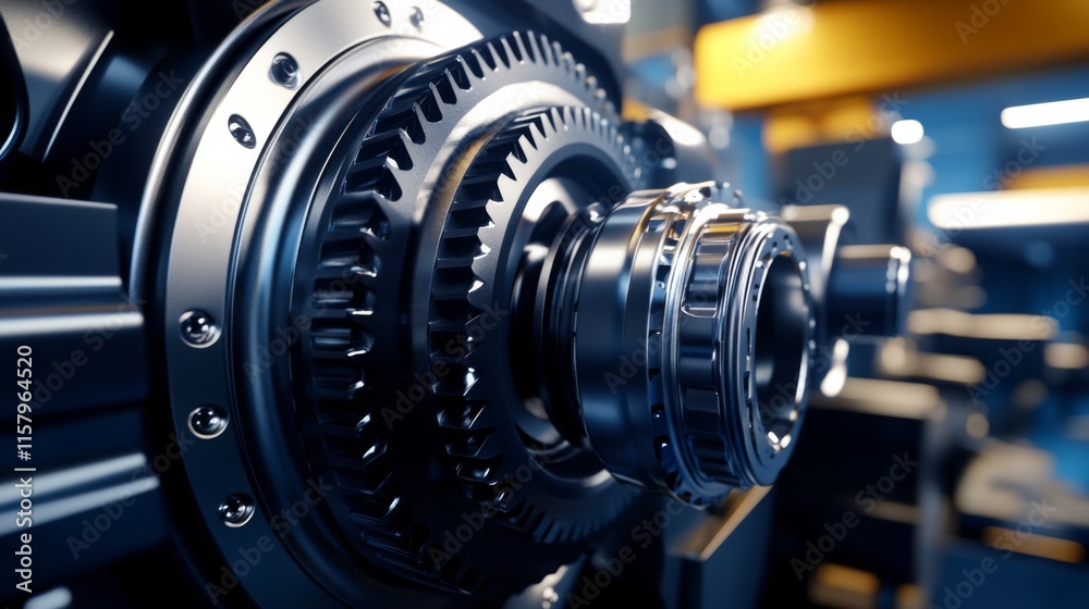 Close-Up View of Precision Engine Components with Intricate Gears and Metallic Finishes Highlighting Modern Engineering and Industrial Design Elements Close-Up View of Precision Engine Components with Intricate Gears and Metallic Finishes Highlighting Modern Engineering and Industrial Design Elements