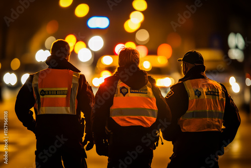 Male security guard on patrol at a construction site. photo