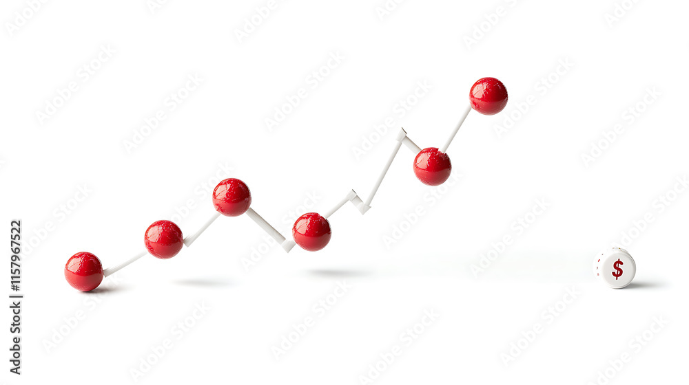 digital graph showing profit growth with red spheres and dollar sign digital graph showing profit growth with red spheres and dollar sign