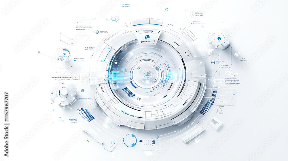 Obraz premium Futuristic financial planning interface with digital elements and graphs