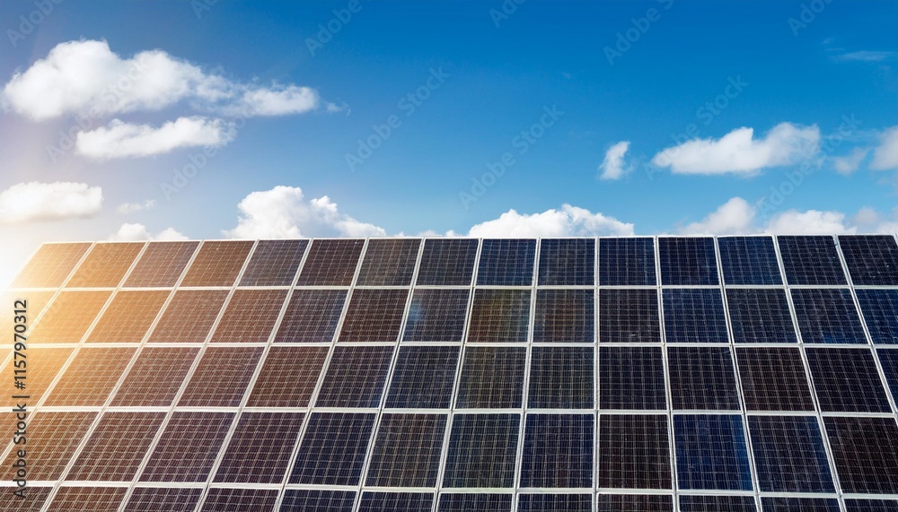 Bright Solar Panels Harvesting Energy Under a Clear Blue Sky Bright Solar Panels Harvesting Energy Under a Clear Blue Sky