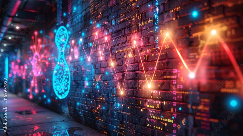 Obraz premium Produce a neon of medical innovation symbols, including shimmering medical