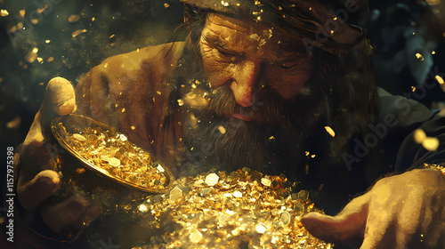 Gold-bearing selected Auriferous. Illustration photo