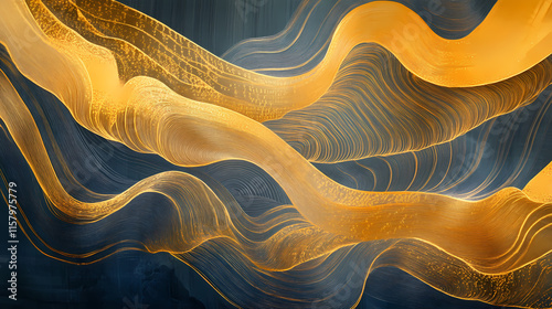 Golden lines form elegant curves on silk, creating a sense of smooth movement. Auriferous. Illustration