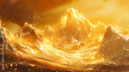 Goutte d'or sur une montagne. Auriferous. Illustration