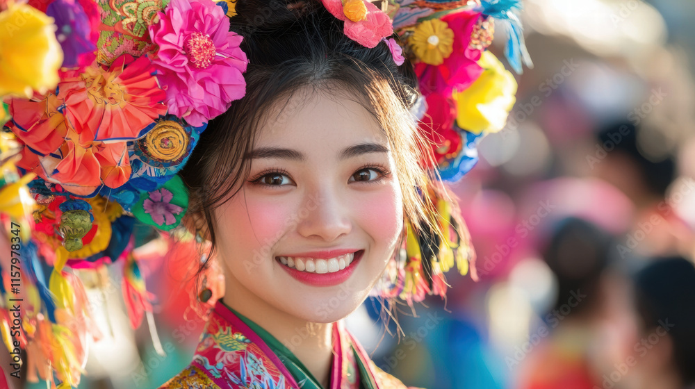 Capturing vibrant costumes and joyful expressions at cultural festival Capturing vibrant costumes and joyful expressions at cultural festival