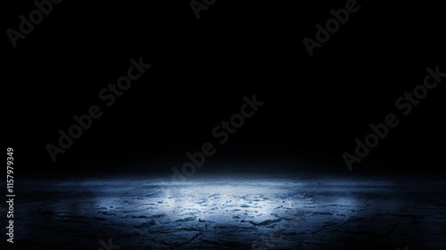 Ice. 3D beautiful ice background. Winter background. Ice with deep cracks. Realistic ice and snow on dark background
