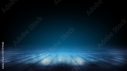 Winter background. 3D rendering. Blue ice floor texture and mist. Snow and ice background. Sport background
