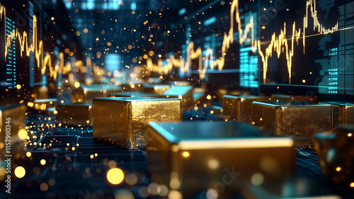 Gold Investment and Cryptocurrency Financial Data Overlay

