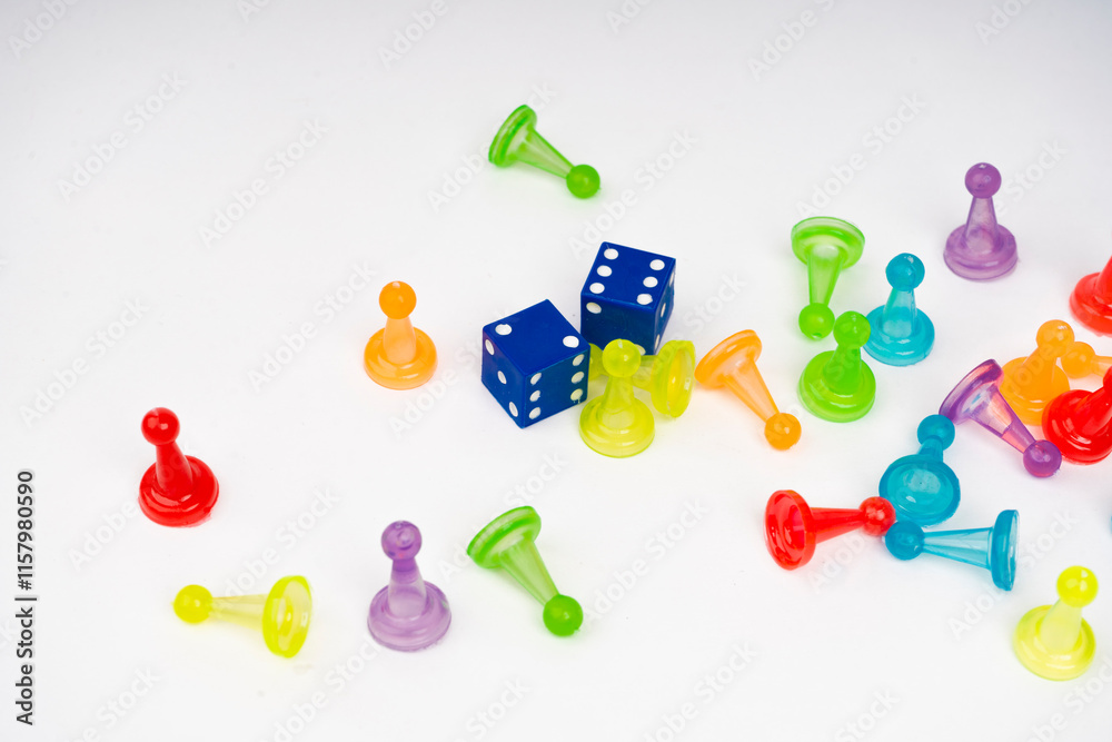 Naklejka premium Close-up of dice and chips game 