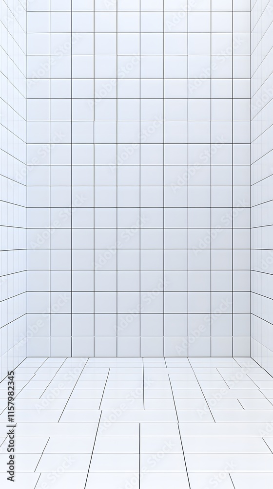 A minimalistic, empty room with white tiled walls and floor, suggesting a clean environment. A minimalistic, empty room with white tiled walls and floor, suggesting a clean environment.