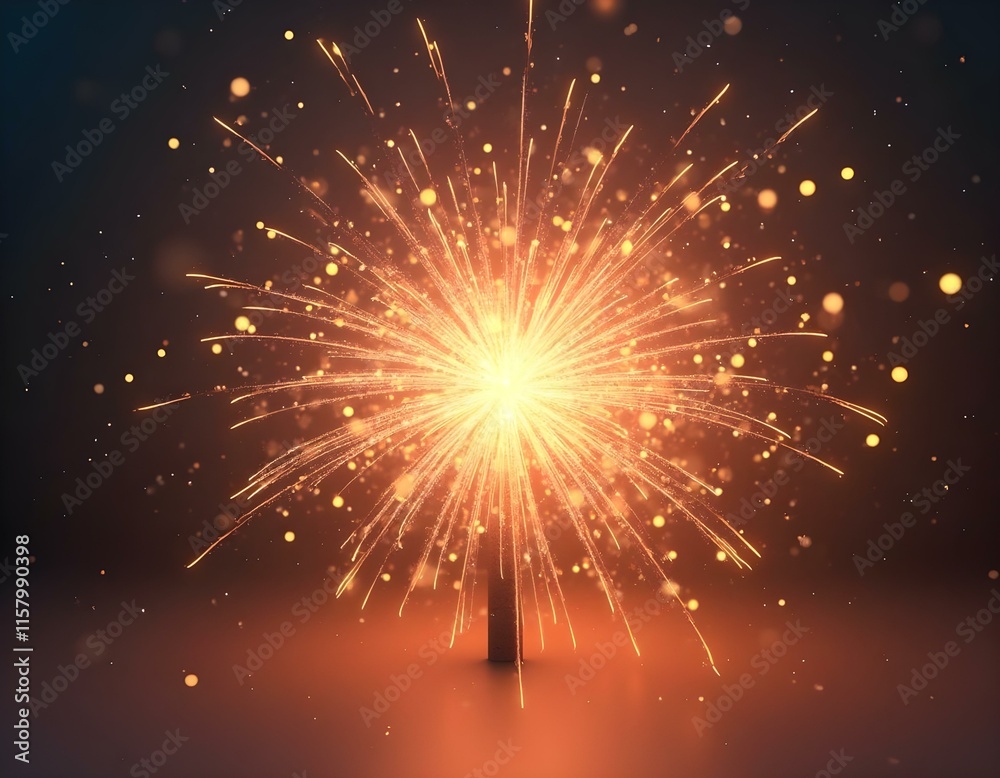 Obraz premium Fireworks burst 3D render icon isolated on transparent background cutout ia 