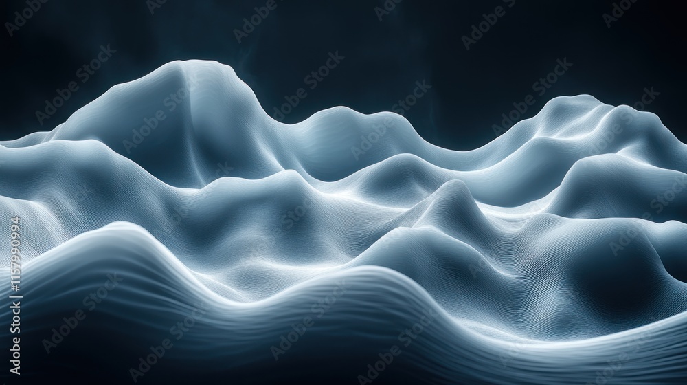 Obraz premium Abstract representation of flowing waves in a dark environment, emphasizing motion and depth.