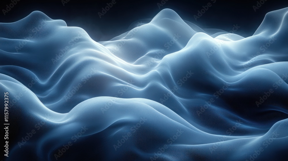 Obraz premium Abstract representation of flowing waves in soft blue tones, evoking tranquility and depth.
