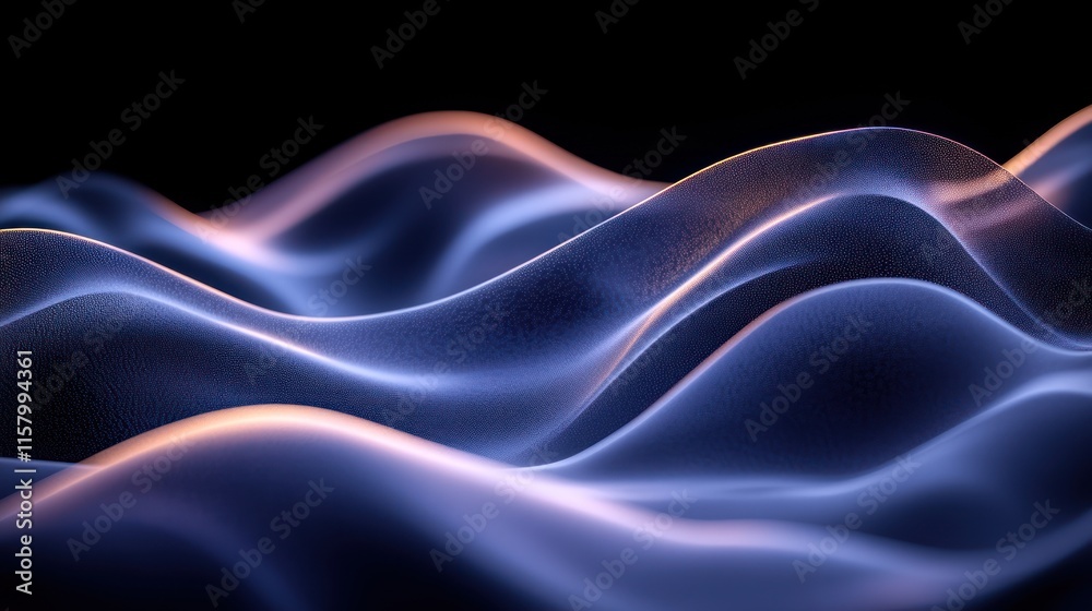 Abstract representation of flowing waves with soft lighting and smooth textures. Abstract representation of flowing waves with soft lighting and smooth textures.