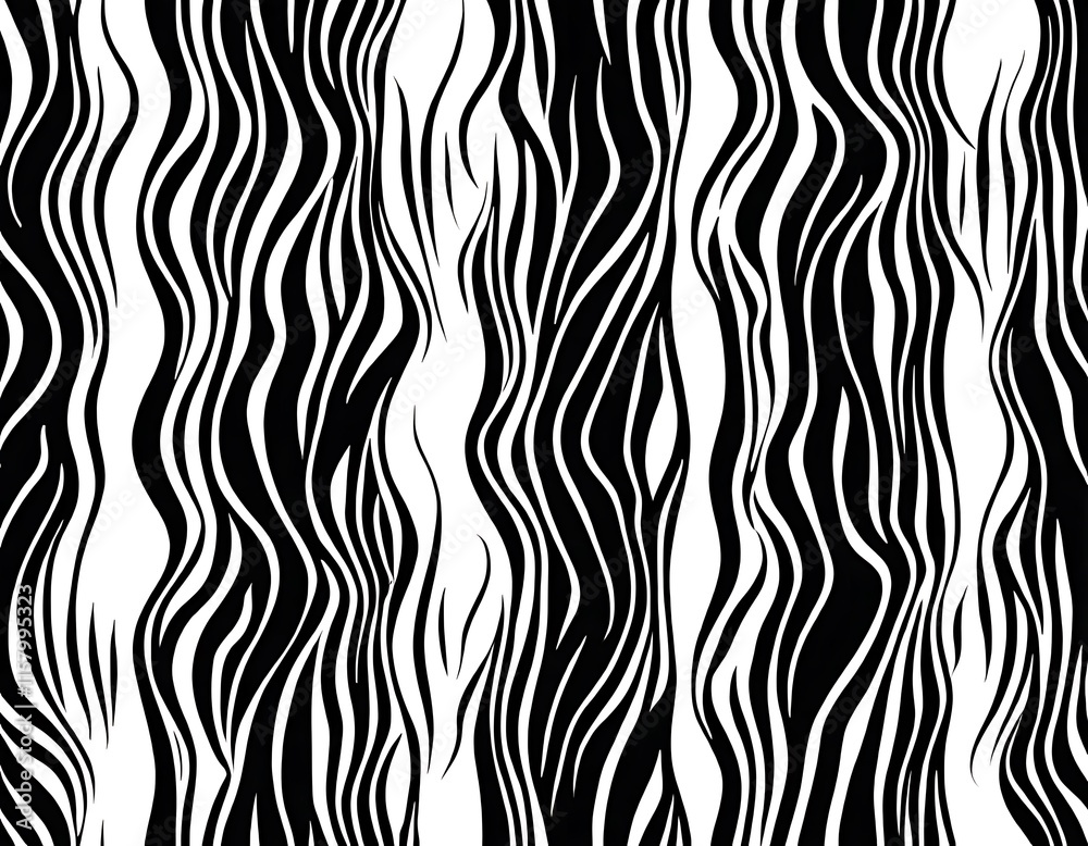 Obraz premium Abstract Black and White Wavy Line Pattern Design