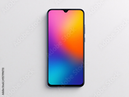 Free Download Sleek smartphone with vibrant screen on reflective surface. - GFXLoad