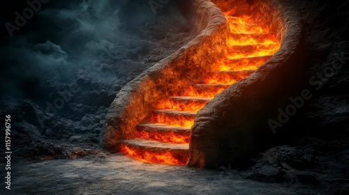 Wallpaper Mural A spiral staircase leads into a glowing vortex, the soft light reflecting off the steps as the vortex pulses with energy, inviting you into a mysterious, glowing world beyond. Torontodigital.ca