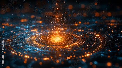 A glowing numerology chart with interconnected numbers and mystical symbols, surrounded by floating lights and cosmic energy