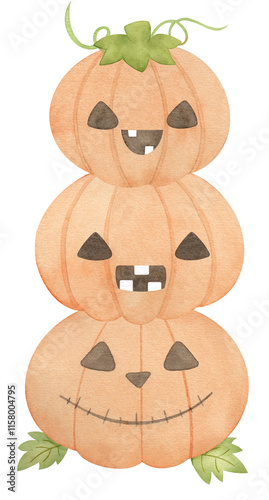 Spooky watercolor halloween pumpkins