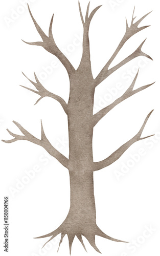 Spooky halloween tree watercolor