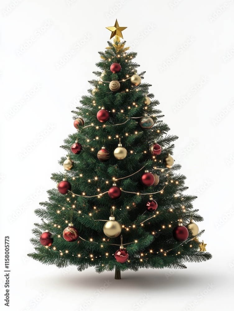 Festive christmas tree decorations isolated on white background high fidelity image holiday spirit captivating view Festive christmas tree decorations isolated on white background high fidelity image holiday spirit captivating view