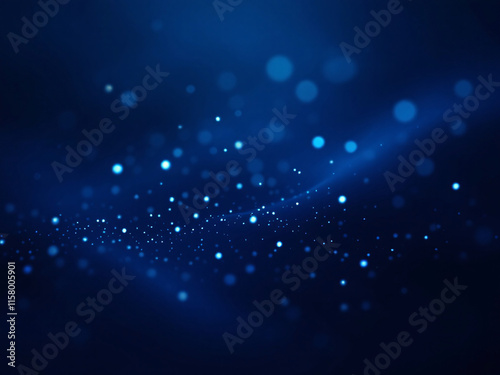 Abstract blue digital wave with glowing particles on a dark background.