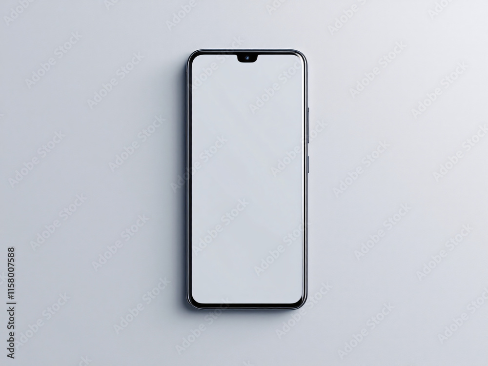 Sleek smartphone with vibrant screen on reflective surface. Sleek smartphone with vibrant screen on reflective surface.