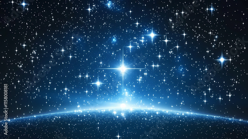 Sky stars, starry night blue starlight shine in dark space universe background. twinkling and blinking stars in sky with glimmer shine of galaxy, seamless loop. Starlit. Illustration