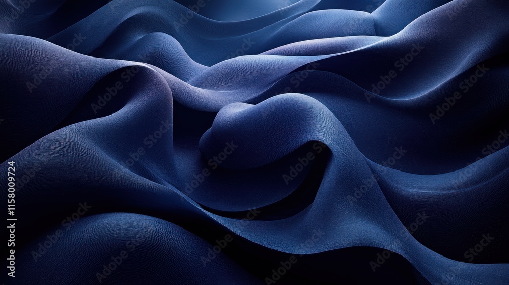 Abstract waves of dark fabric create a smooth, flowing texture with depth and contrast. Abstract waves of dark fabric create a smooth, flowing texture with depth and contrast.