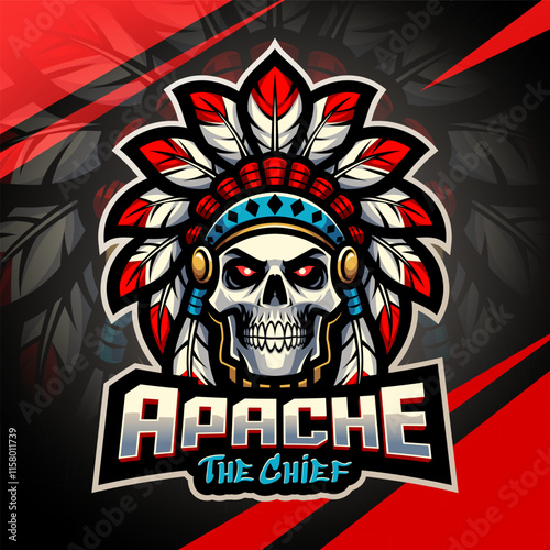 Apache head esport mascot logo design