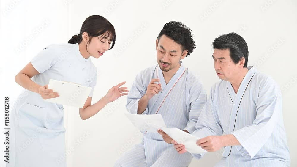 健康診断の結果で看護師に保健指導される患者の動画 会社などの集団検診 健康診断の結果で看護師に保健指導される患者の動画 会社などの集団検診