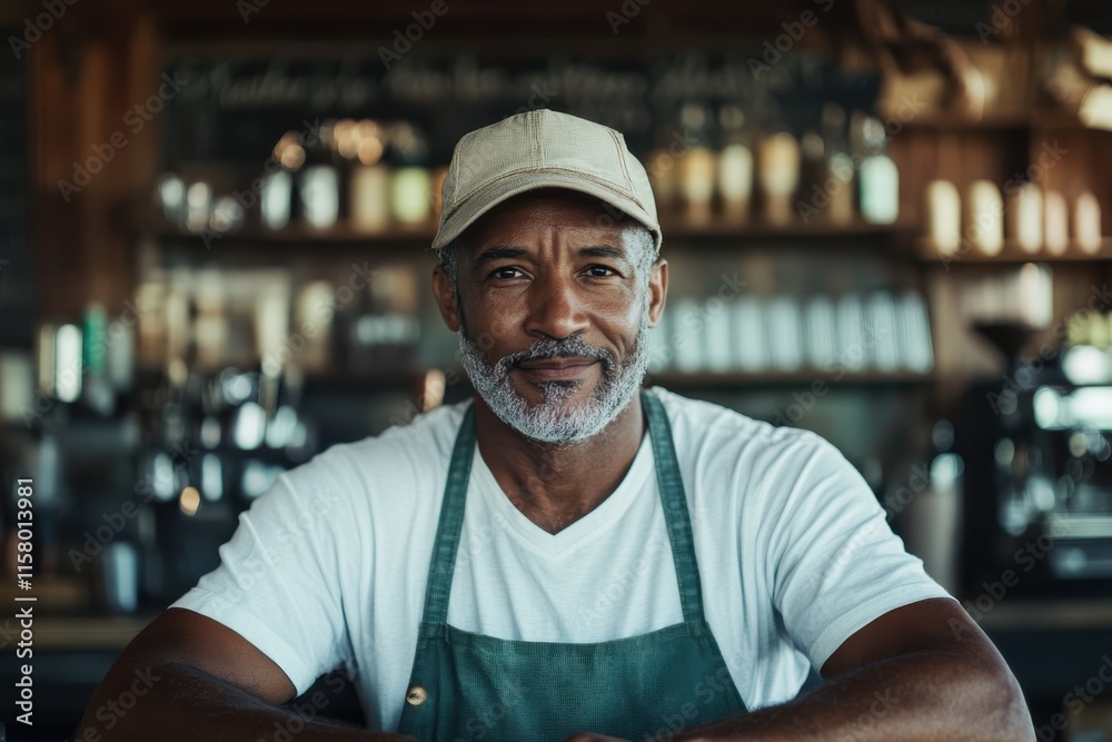 Charming barista shares stories while crafting coffee in a cozy café atmosphere Charming barista shares stories while crafting coffee in a cozy café atmosphere