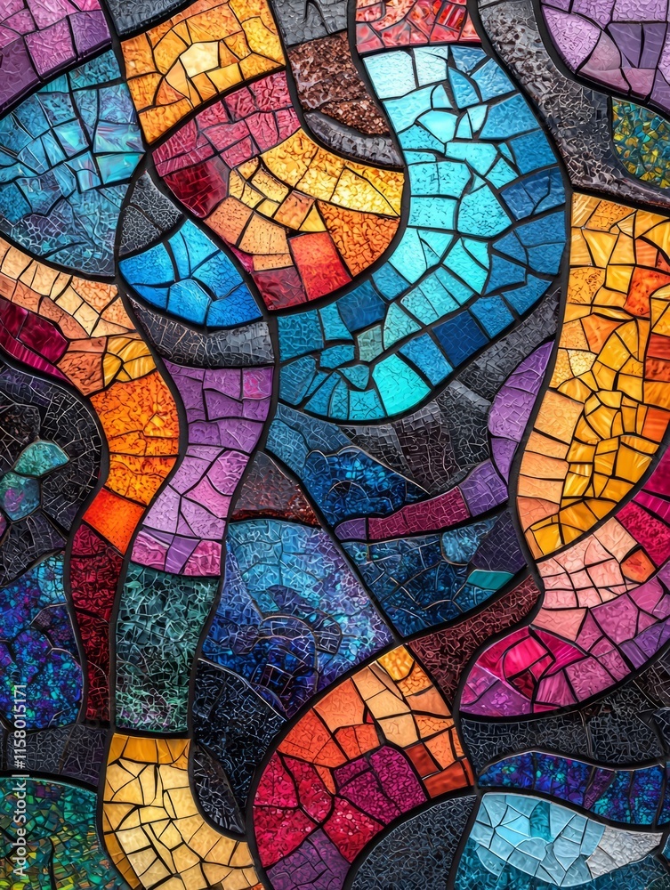 Abstract Colorful Mosaic Art: A Symphony of Shapes and Hues Abstract Colorful Mosaic Art: A Symphony of Shapes and Hues