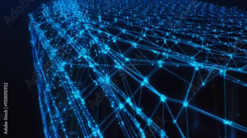 Abstract Network Visualization: Glowing Blue Nodes and Connections