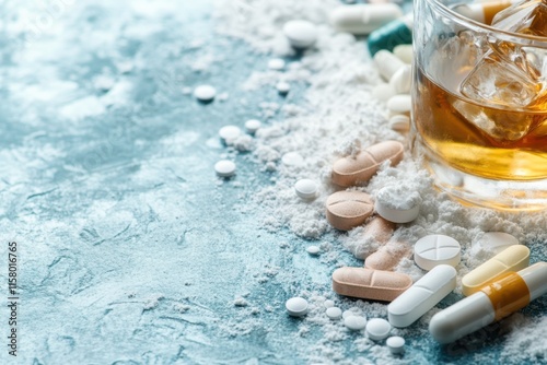 Unexpected combination of substances reveals a juxtaposition of vice and indulgence in a moody setting