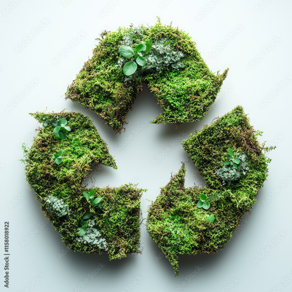 recycle symbol made of grass