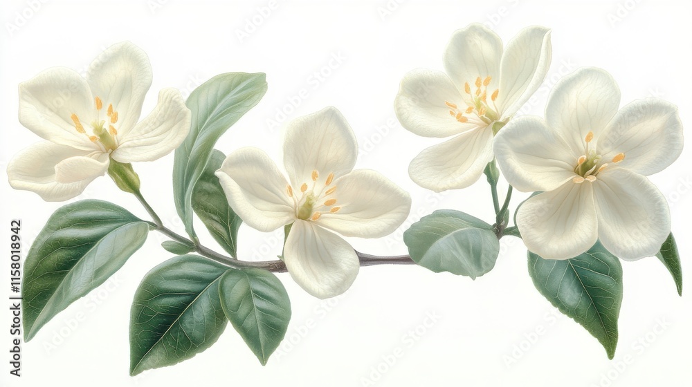 Fototapeta premium illustration of a jasmine flower isolated on a white background jasmine flower
