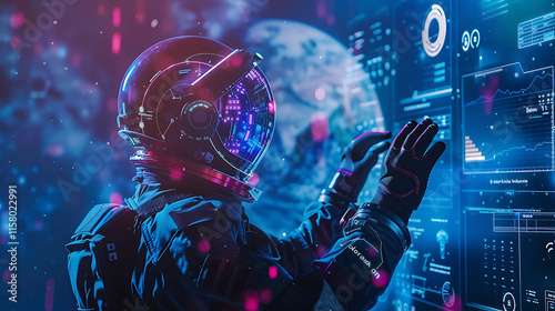 astronaut in space contemplating vibrant digital market trends illustrating the blending of space innovation with the fast-paced, dynamic world of digital finance
