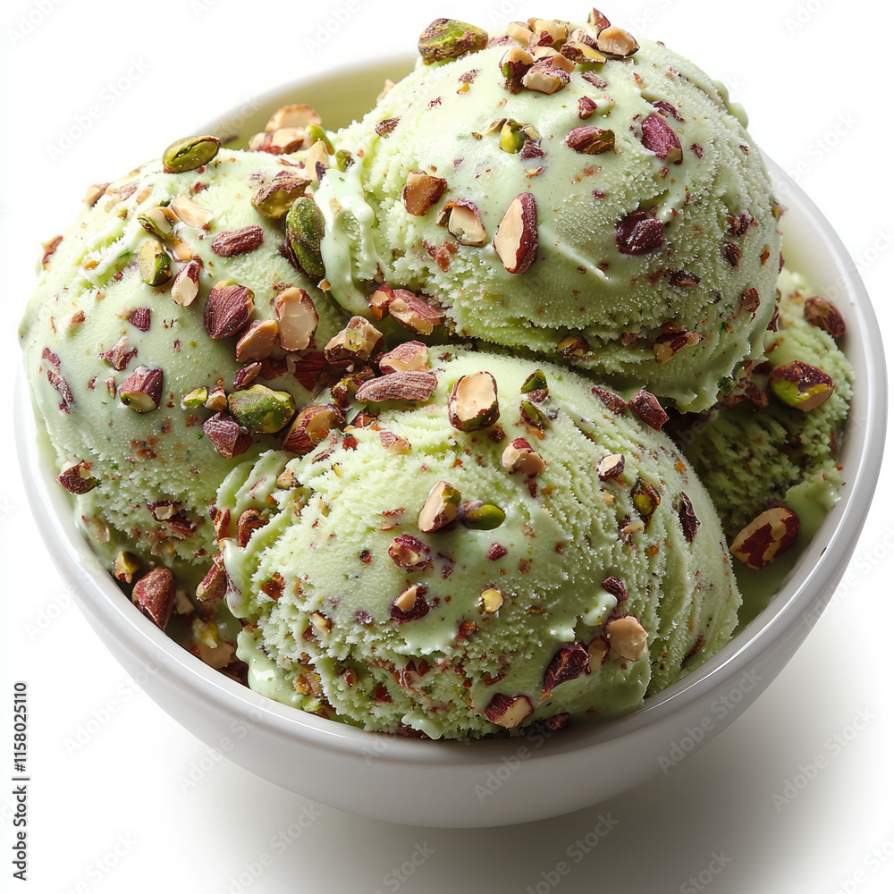 pistachio ice cream on white background pistachio ice cream on white background